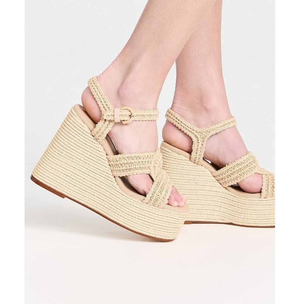 Castañer Fiodora Raffia Wedge Sandal - Neutral - Size 8